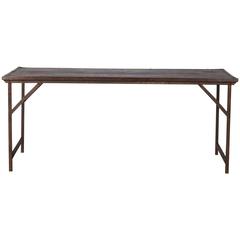 Large Industrial Wood and Iron Folding Table