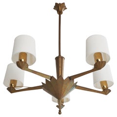 Designer austriaco, lampadario, ottone, tessuto, Austria, anni '1930