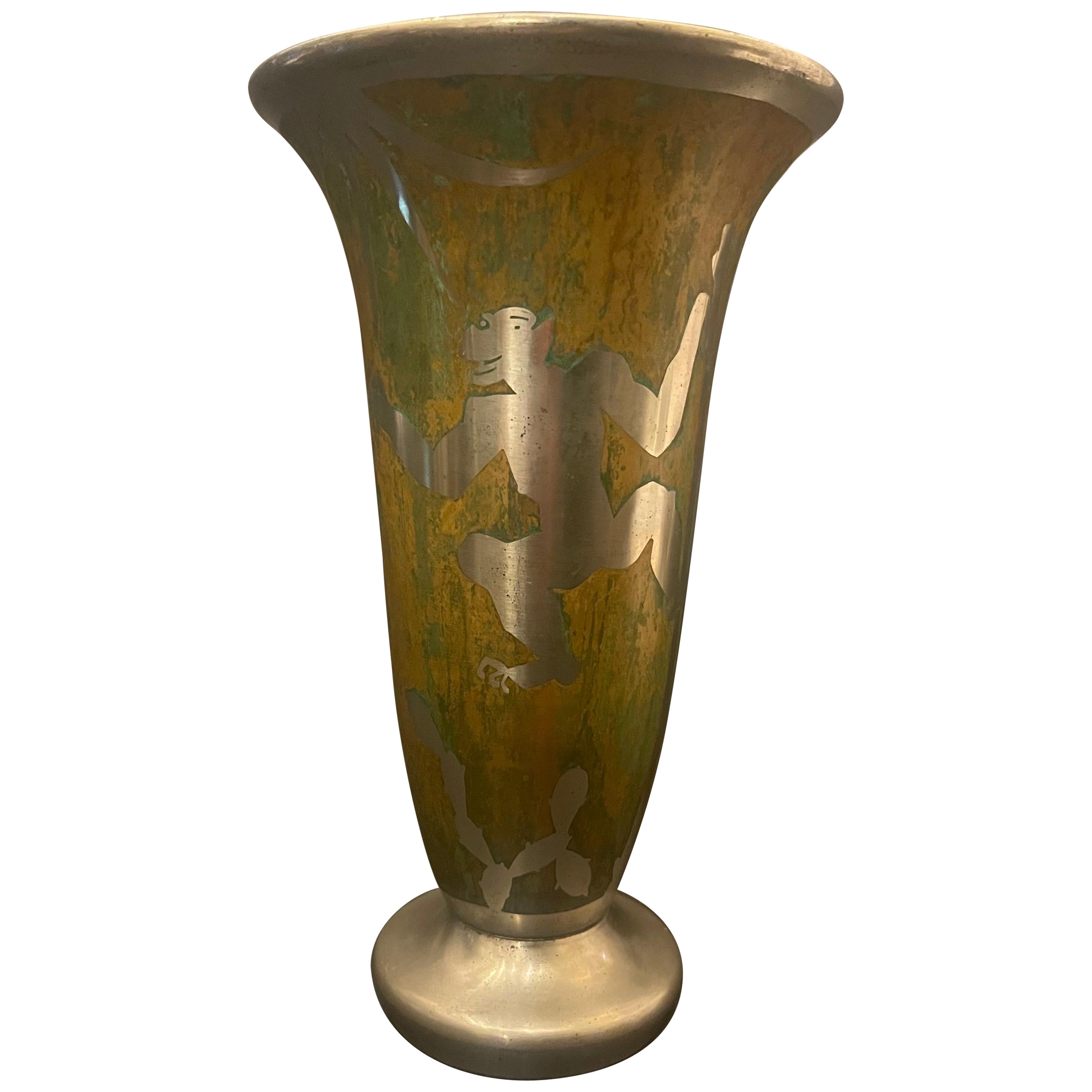 Meraviglioso vaso francese Art Deco Jacques Douau Editions D'Art Monkey Vase firmato George