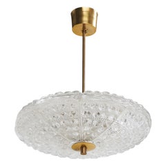 Carl Fagerlund, Pendant Light, Brass, Glass, Sweden, 1940s