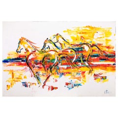 Laurie Pace Cavalli astratti firmati Pittura ad olio contemporanea western su tela