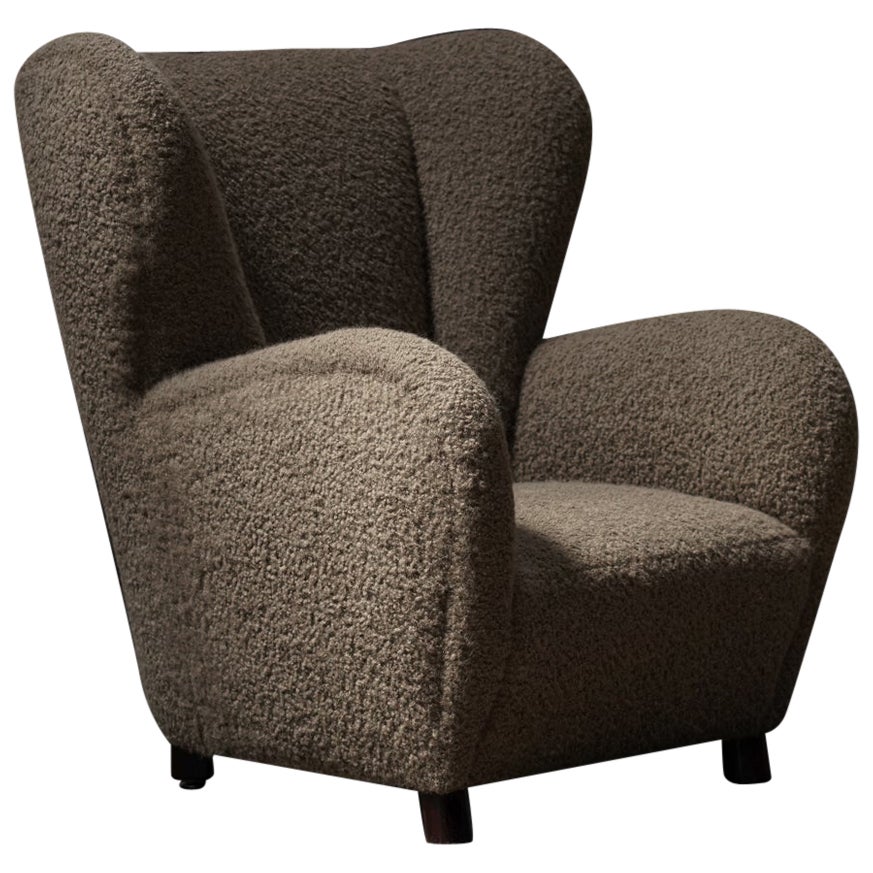 Boucle Winged Lounge Chair