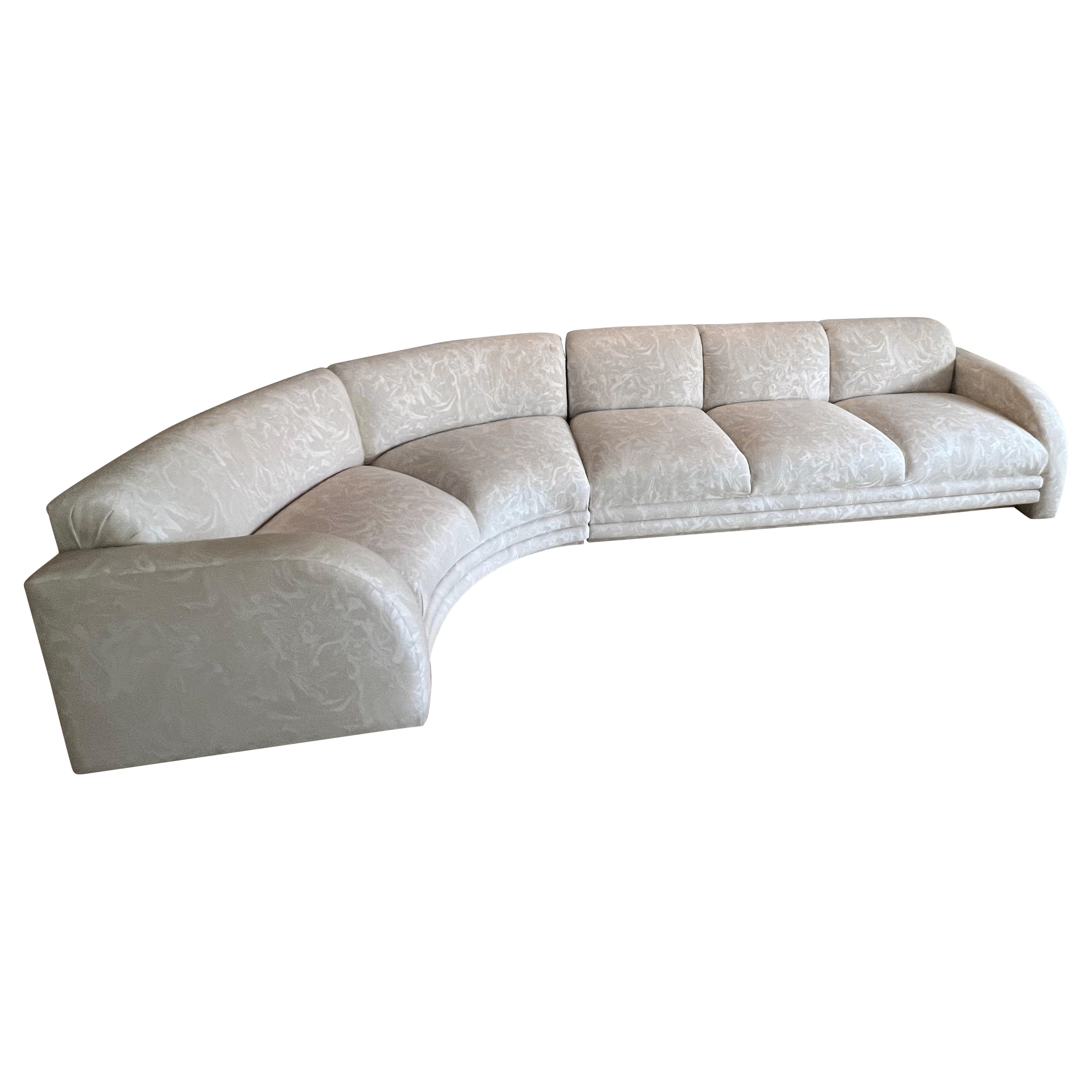 Sectionnel blanc de 1980 avec tissu à motifs ondulés en vente