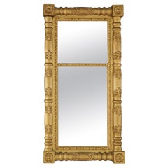Antique American Classical Empire Balustrade Form Giltwood Wall Mirror C1840