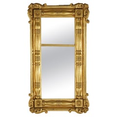 Antique American Classical Empire First Finish Giltwood Balustrade Mirror C1840