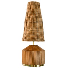 Mid-century Modern Style Pencil Reed Wicker Table Lamp