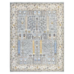 Tapis de sol Contemporary Floral Hand Made Light Gray 8' 0" x 10' 0"