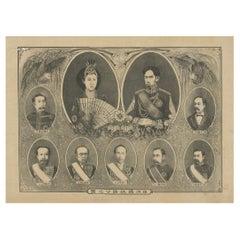 Retratos del emperador Meiji, la emperatriz Shōken y líderes japoneses - Era Meiji