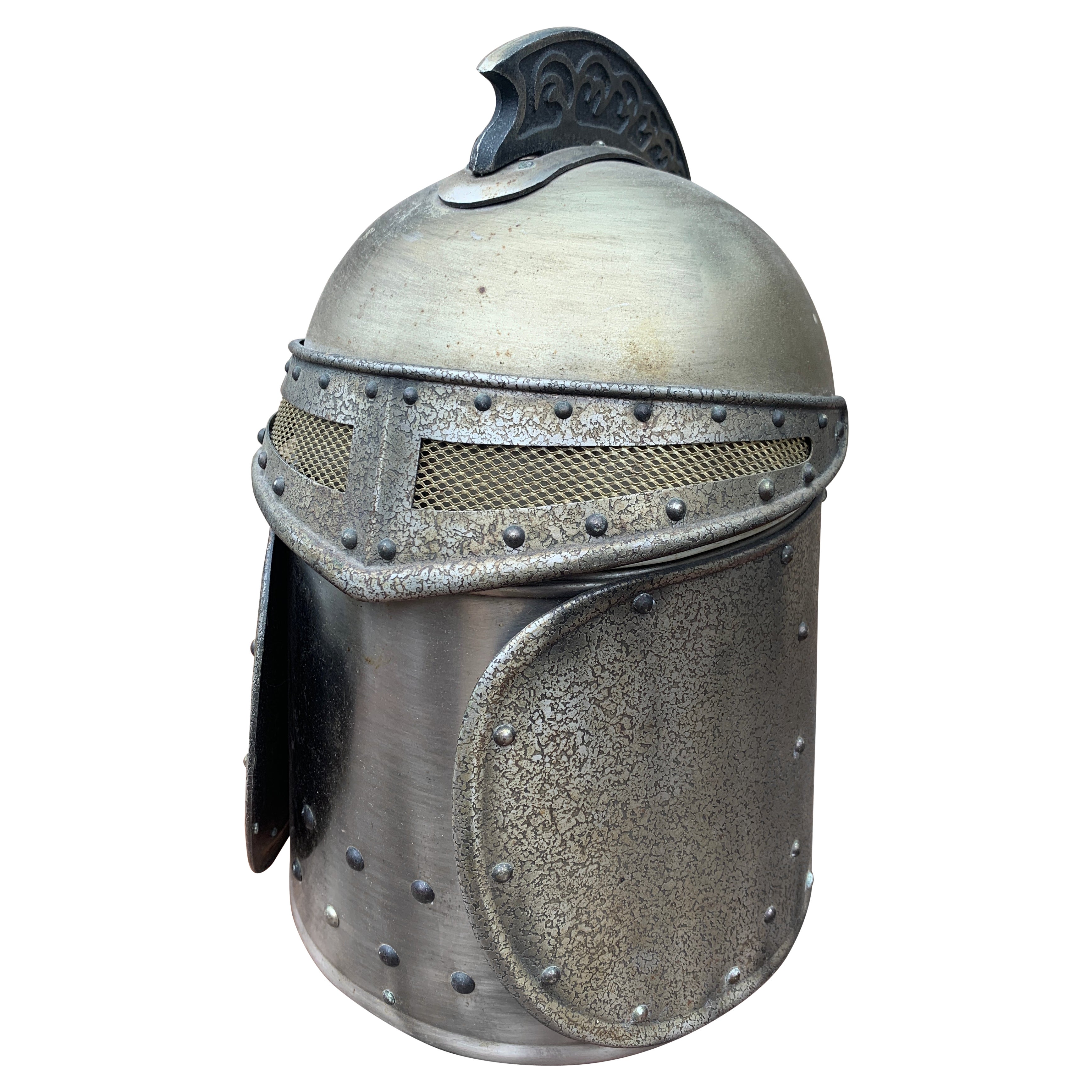Englischer Eiskübel mit Knight's Helm aus Zinn im Landhausstil