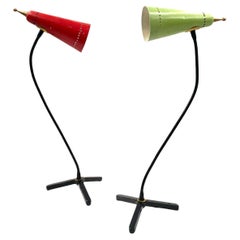 Set of 2 Mid-Century table lamps, in the style of Stilnovo Italy circa 1950s