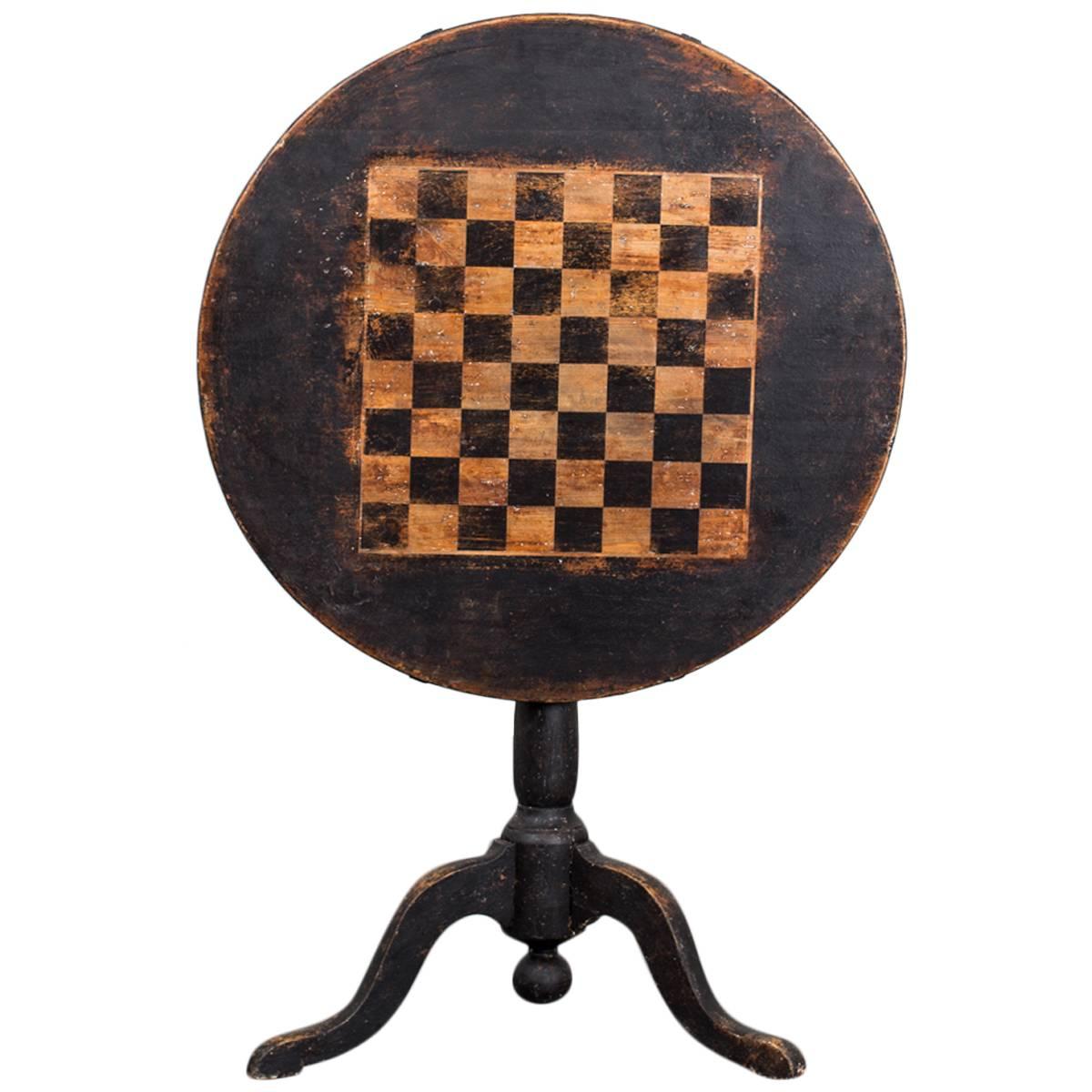 Table Tilt-Top Chess Swedish 19th Century Sweden