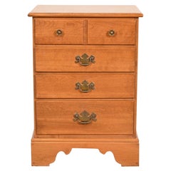 American Colonial Solid Maple Four-Drawer Bedside Chest of Drawers