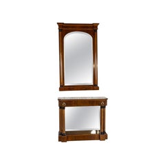 Set di tavolo da console e specchio Biedermeier del XX secolo