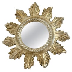 Petite Starburst Sunburst Spiegel aus versilbertem Holz und Komposition, Italien