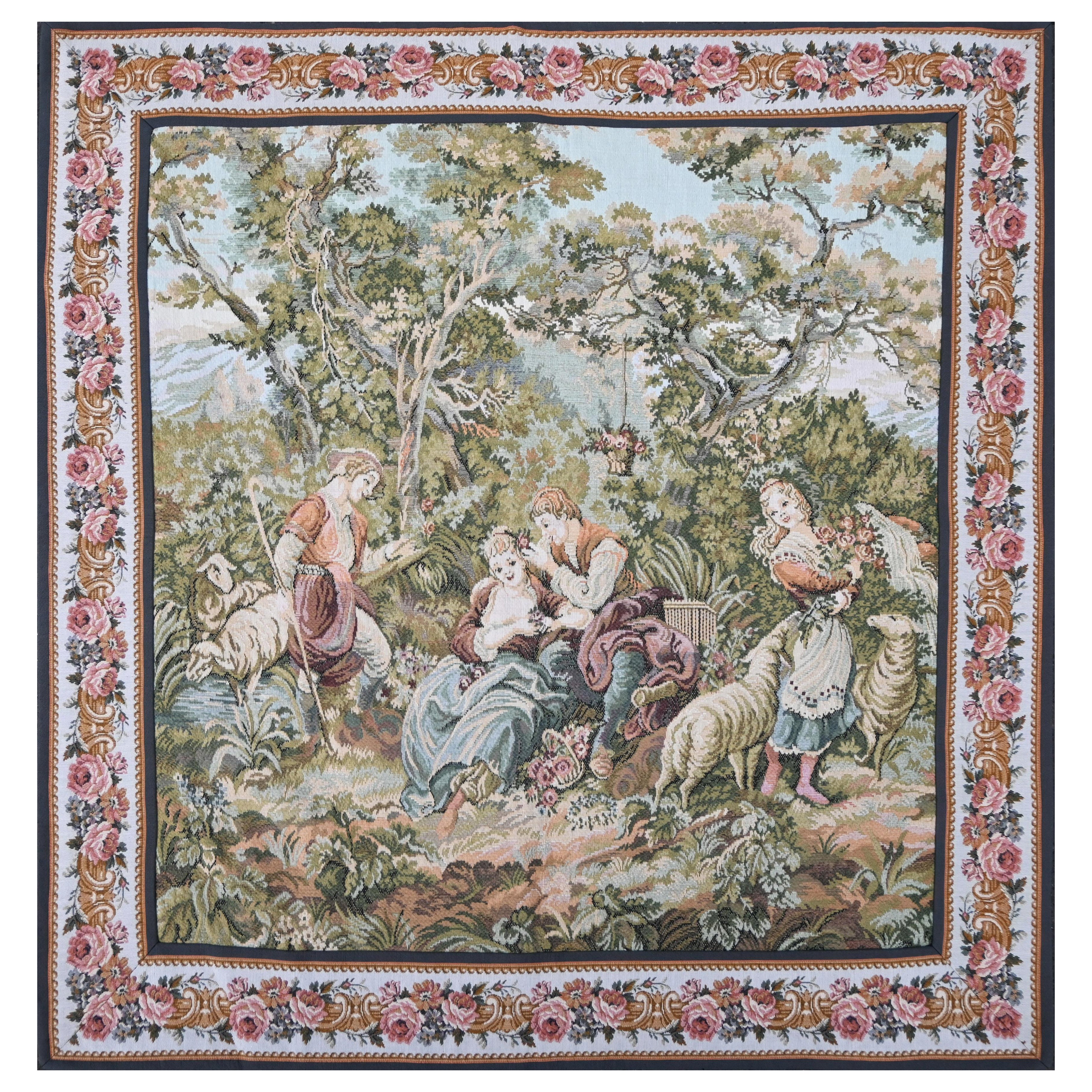 Tapisserie scene Pastorale de la Manufacture du Jacquard - 1m16x1m16 - N° 1458