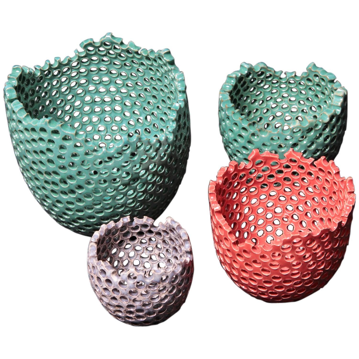 Set of Four Ceramic Bowls by Susanne Protzmann For Sale