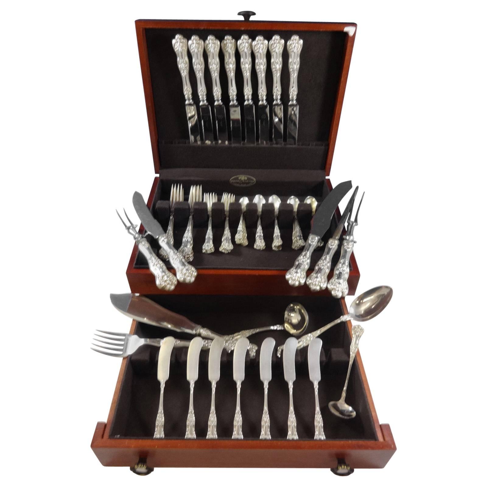 Queens by Birks Sterling Silver Dinner Flatware Set 8 Service 65 Pieces, Canada