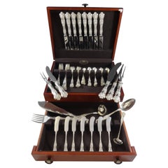 Queens by Birks Sterling Silver Dinner Flatware Set 8 Service 65 Pieces, Canada