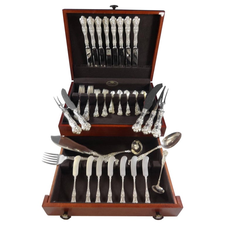 Queens by Birks Sterling Silver Dinner Flatware Set 8 Service 65 Pieces