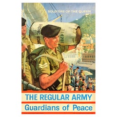 Original Vintage Recruitment Poster Regular Army Guardians Of Peace Hong Kong