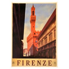 Poster di viaggio originale d'epoca Firenze Firenze ENIT Italia Toscana Palazzo