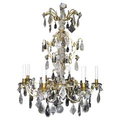 Large Antique French Louis XVI Baguès Bronze and Cut Rock Crystal Chandelier
