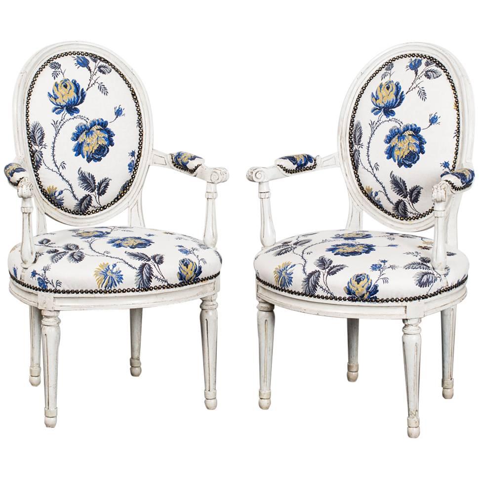 Armchairs Pair French Louis XVI France
