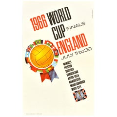 Original Vintage Sport Poster 1966 World Cup Finals England FIFA Football Soccer