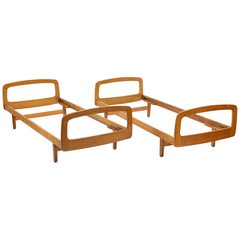 Pair of French Oak Daybeds by Jacques Hauville - France 1950's