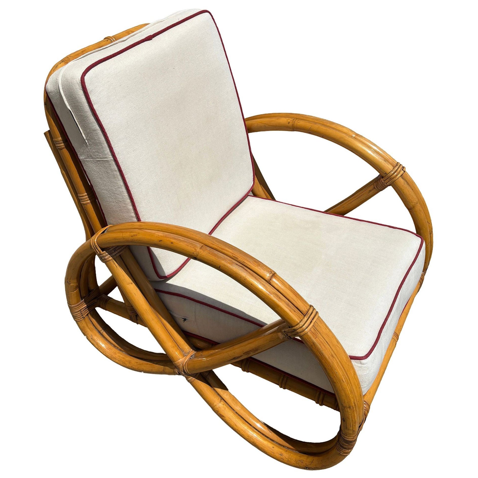Restored Double Strand Full Pretzel Rattan Lounge Chair