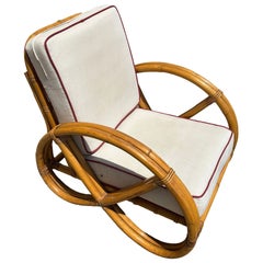 Chaise longue en rotin restaurée à double brin et à bretzel complet