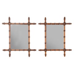 Paire de miroirs Antique Walnut Faux Bamboo