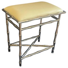 Wonderful Hollywood Bagues Jansen Modern Faux Bamboo Polished Nickel Bench Stool