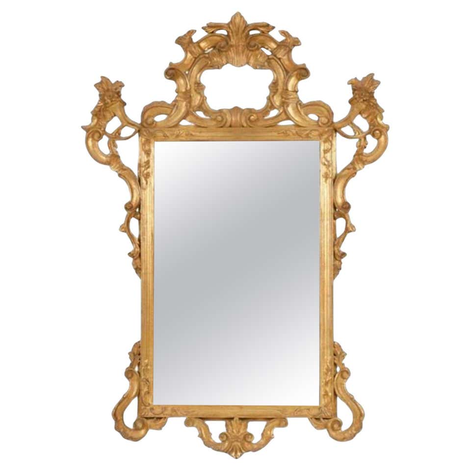 Italian Rococo Style Carved and Gilded Mirror For Sale at 1stDibs