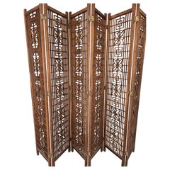Mid Century 1960’s Teak Six (6) Panel Folding Screen Room Divider
