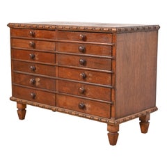 Antique Victorian Carved Mahogany Twelve-Drawer Collector's Cabinet, Circa 1880s