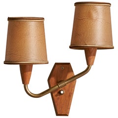 Svend Mejlstrøm, Wall Light, Brass, Teak, Paper, Denmark, 1960s