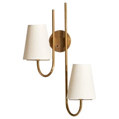 Tito Agnoli, Wall Light, Brass, Fabric, Italy, 1961