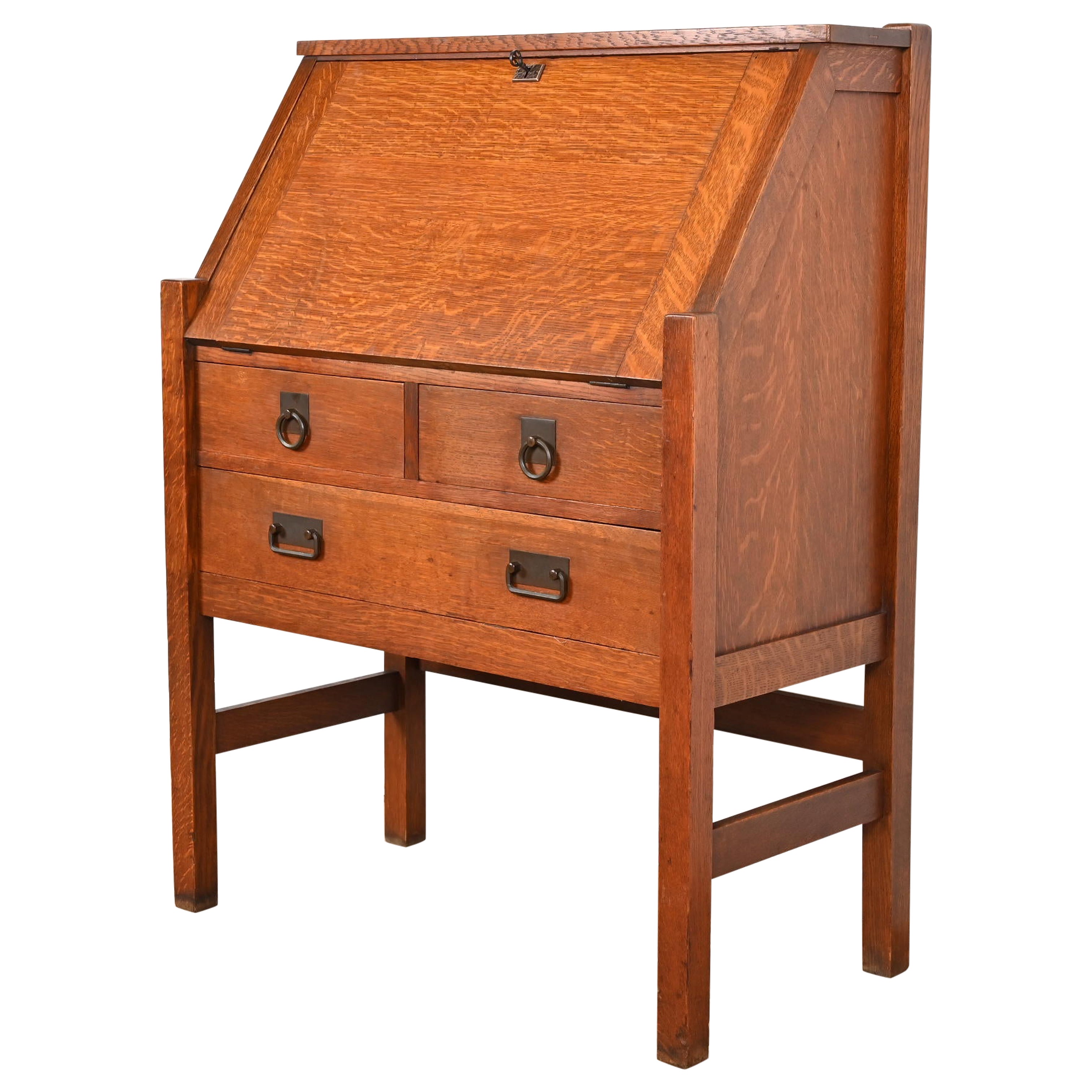Stickley Brothers Antique Mission Oak Arts & Crafts Drop Front Secretary Desk