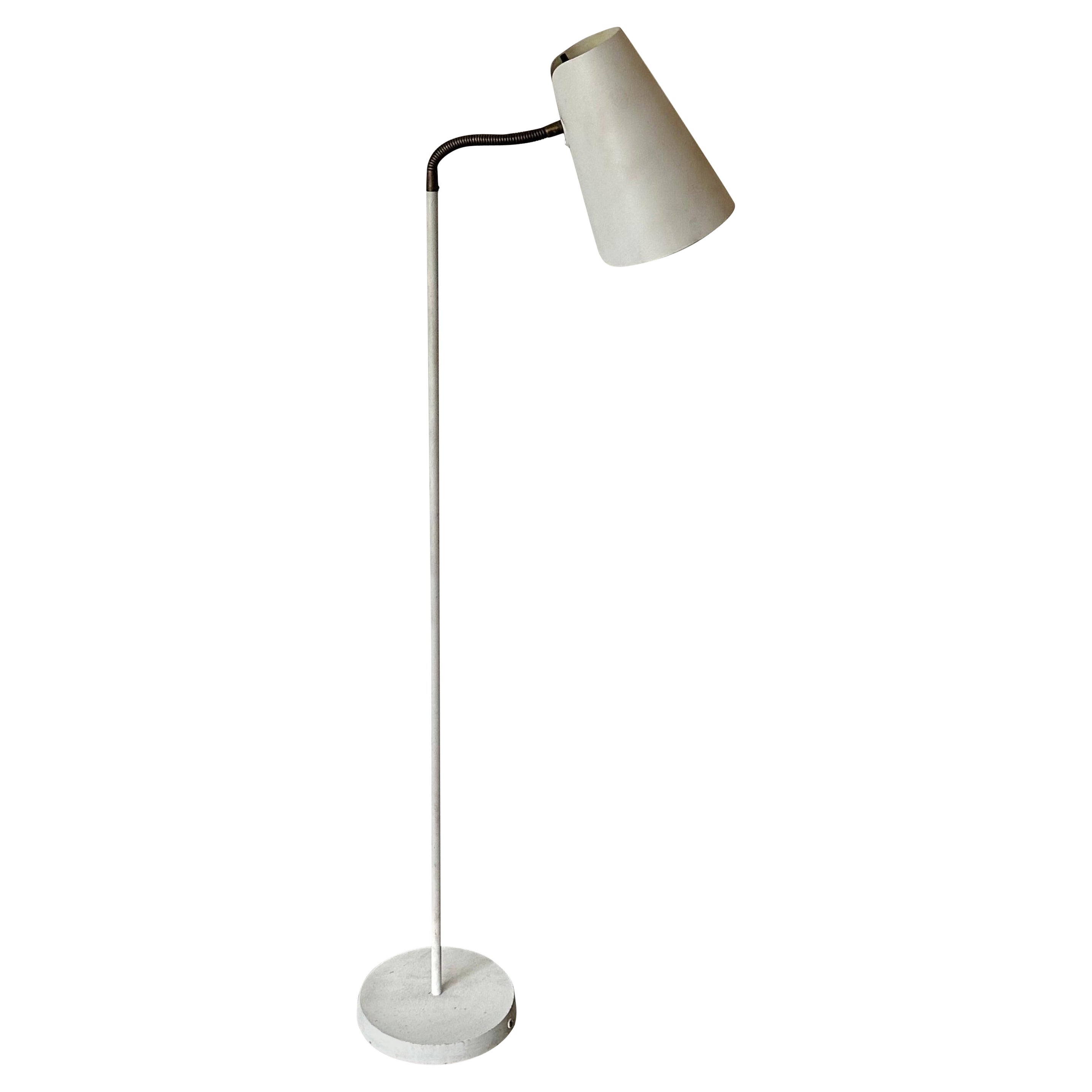 Bohlmarks of Sweden Midcentury Modern Gooseneck Floor Lamp with Elegant Shade For Sale
