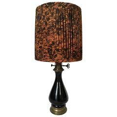 Black Opaline Lamp with Custom Silk Shade by Xenomania