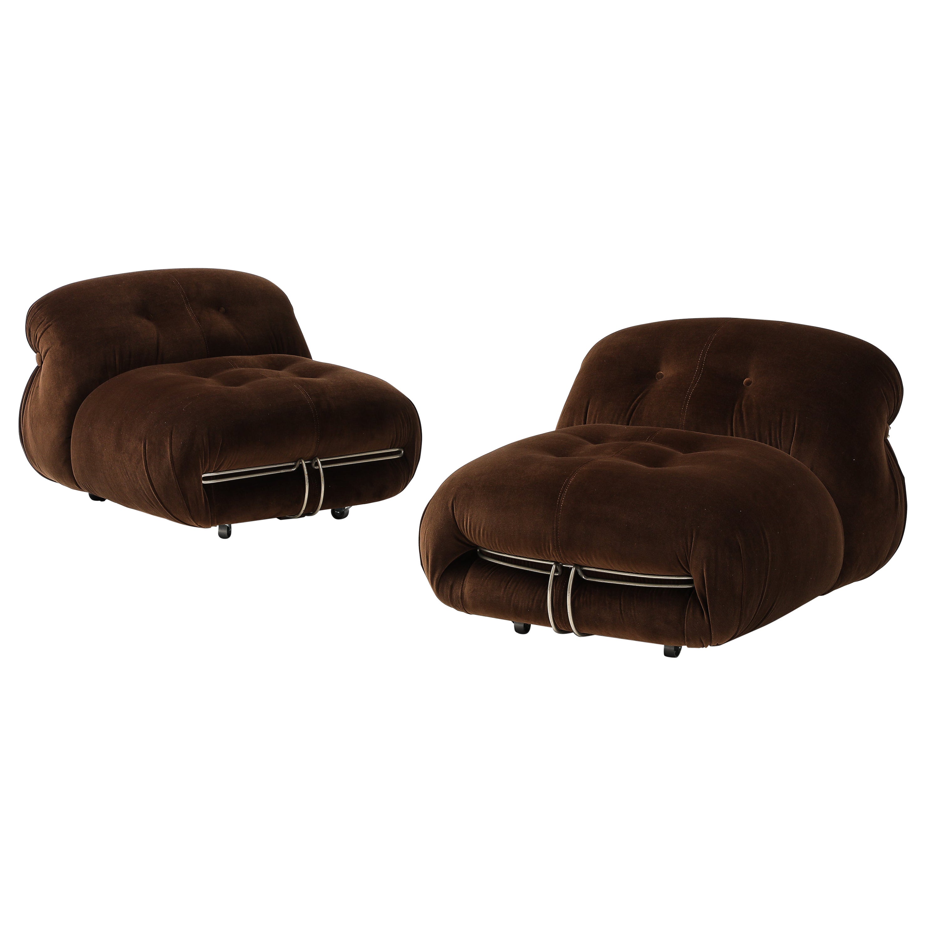 Afra & Tobia Scarpa 'Soriana' Pair of Chairs for Cassina, Italy, 1969