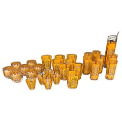 Set monumentale di bicchieri da bar e brocca da Martini Pasinski, risalenti alla metà del secolo scorso