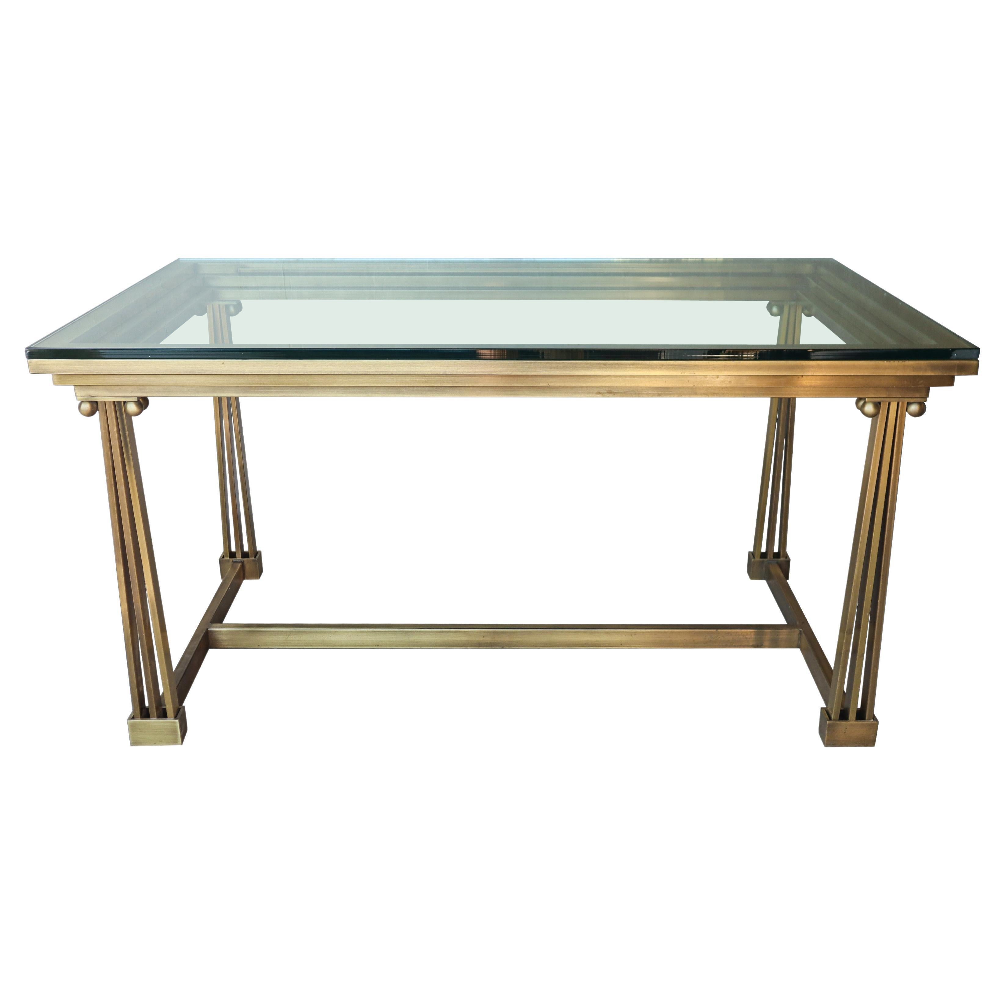 1970s Brass and Glass Desk Table by Mastercraft