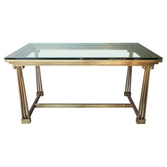 1970s Brass and Glass Desk Table by Mastercraft