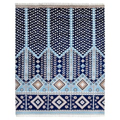 Contemporary Floral Hand Made Blue Area Rug 3' 0" x 5' 0"