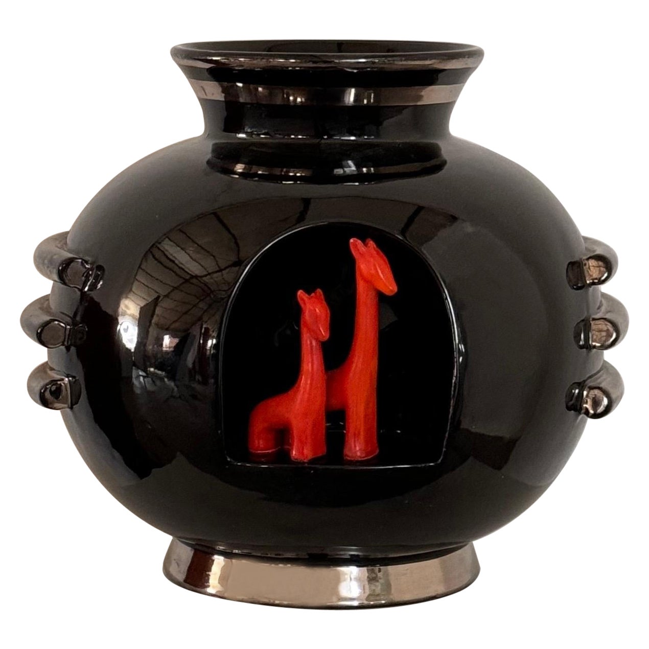 Rare vase en céramique métaphysique Art déco de 1935 par Marcello Fantoni pour Deruta en vente