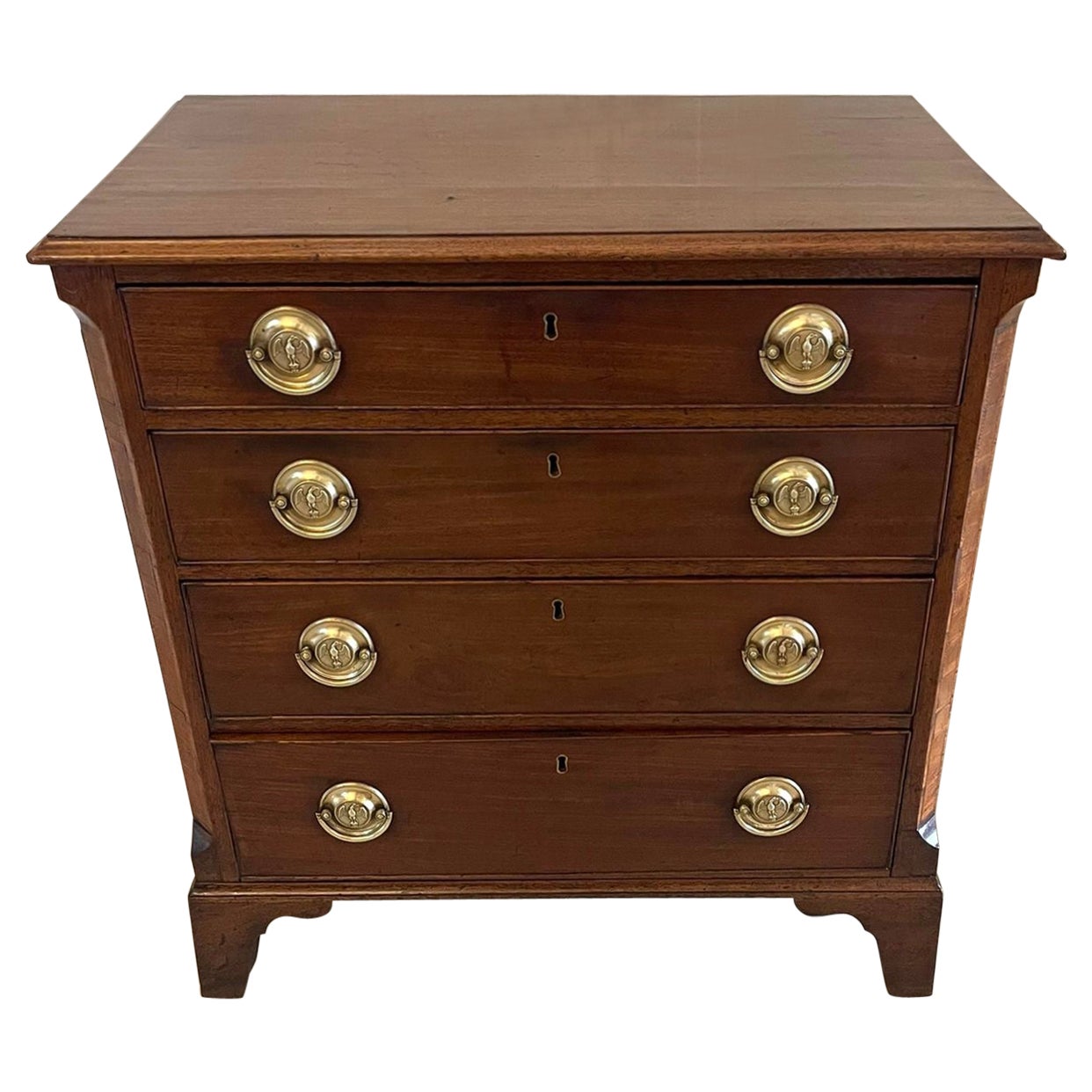 Small Antique George III Quality Mahogany Chest of Four Drawers
