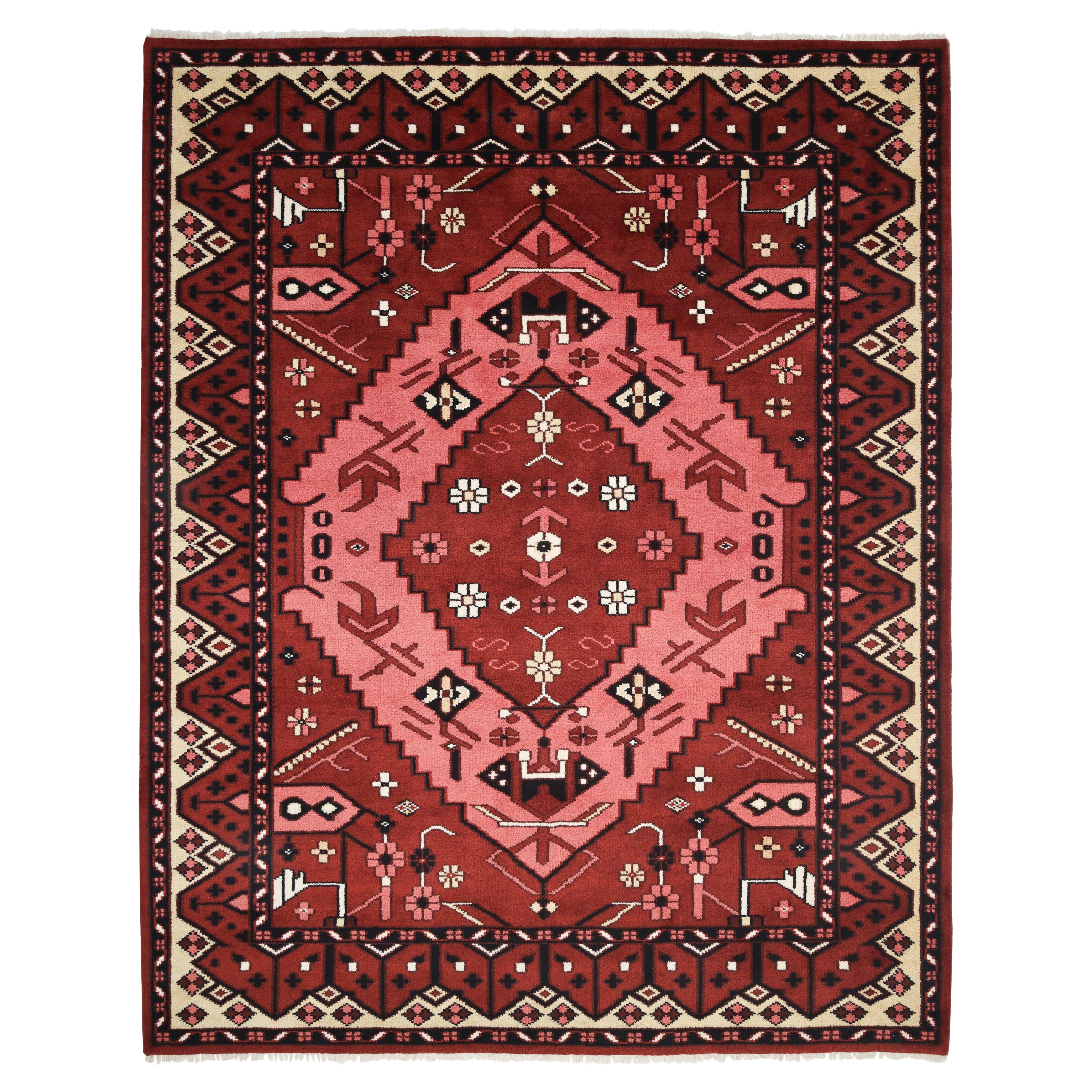Tappeto per l'area rossa Bohemian Southwestern Hand Made 3' 0" x 5' 0" in vendita