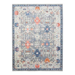 Contemporary Floral Hand Made Light Gray Area Rug 8' 0" x 10' 0"